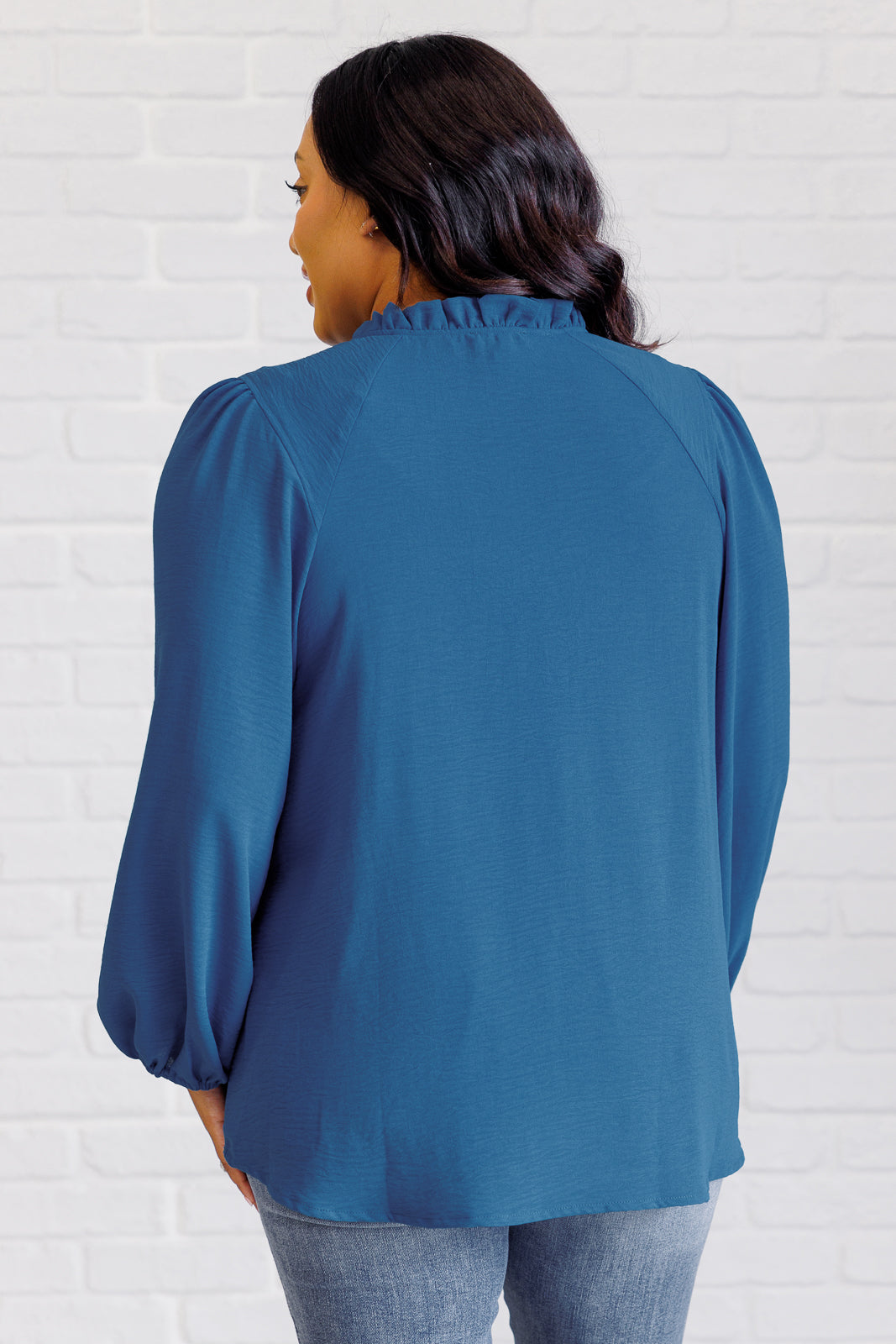 Teal Textured Woven long sleeve blouse by Jodifil
Self-Tie Keyhole Closure
Ruffle Detail Neckline
100% Polyester
True to Size
