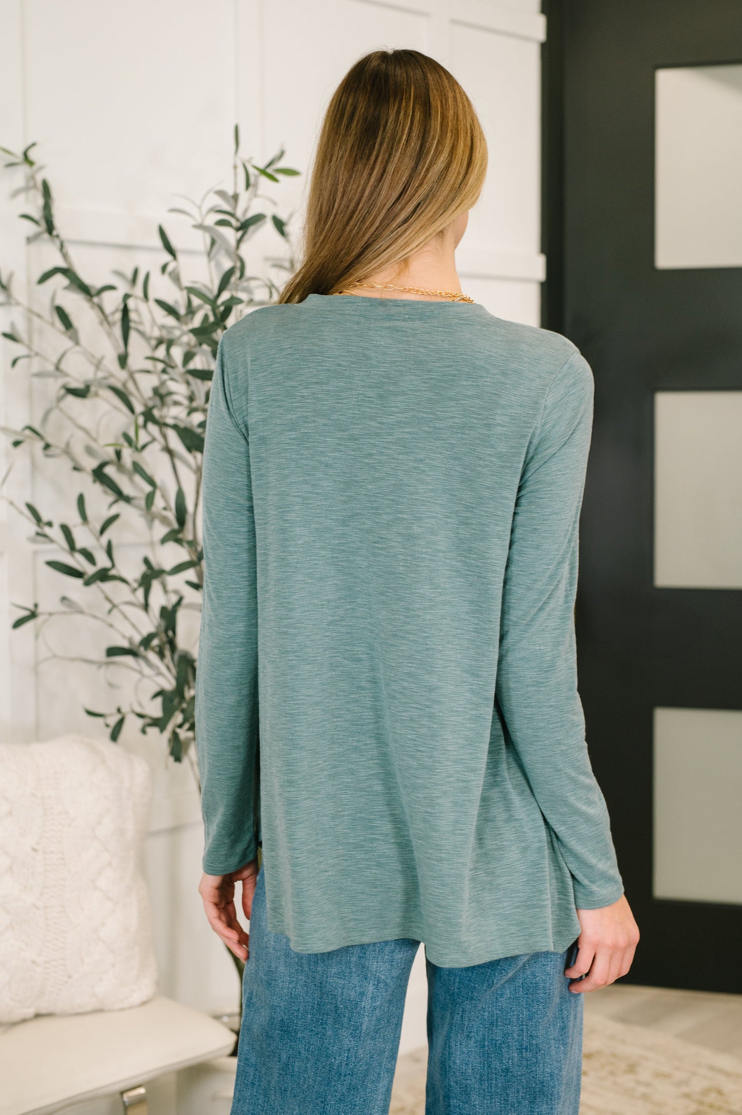 Long sleeve V-Neck Relaxed Top by Emerald