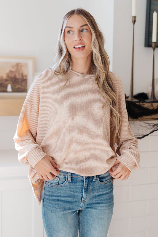 Beige long sleeve Textured Ribbed Knit top by Sew in Love
Crew Neckline
Dropped Shoulders
Slit Hem
Relaxed Fit
76% Polyester, 21% Rayon, 3% Spandex
True to Size