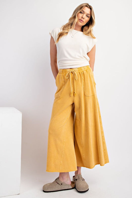 Washed Terry Knit Wide Pants