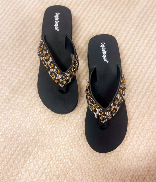 Rhinestone sandal in Cheetah