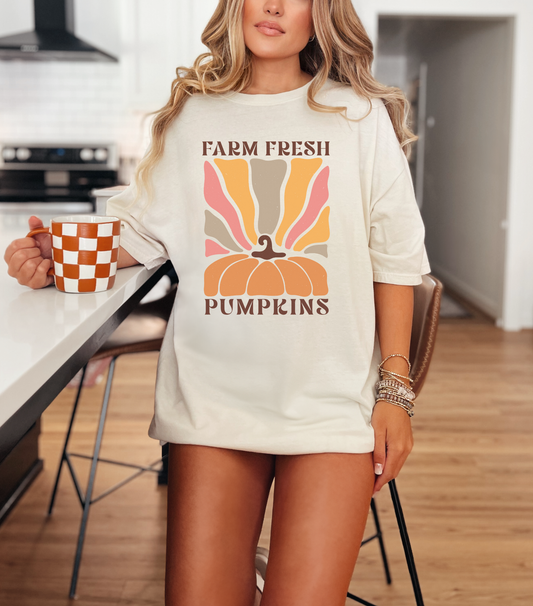 Sand Beige Farm Fresh Pumpkins Graphic Tee