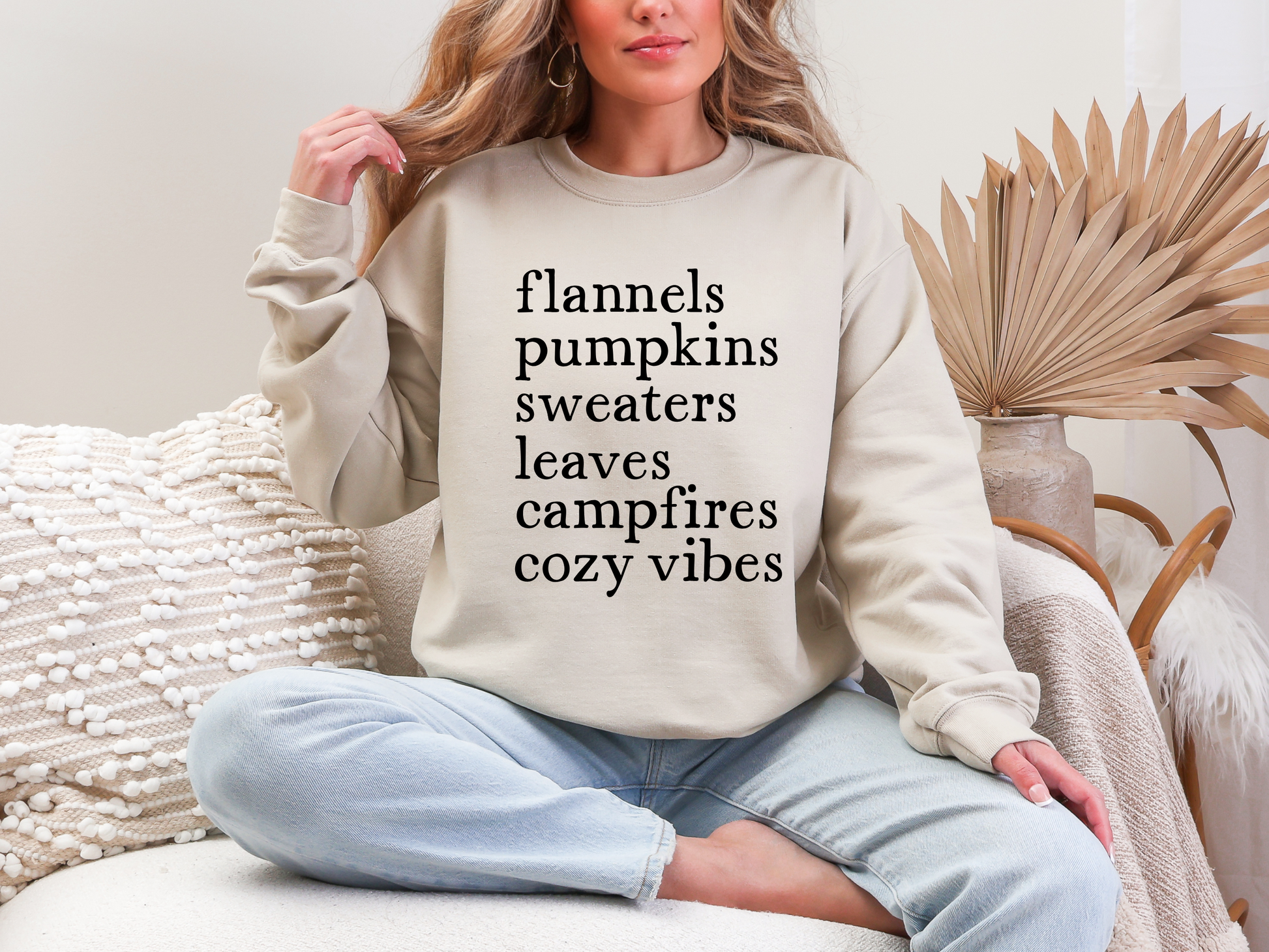 Flannels Pumpkins Sweatshirt in Sand
