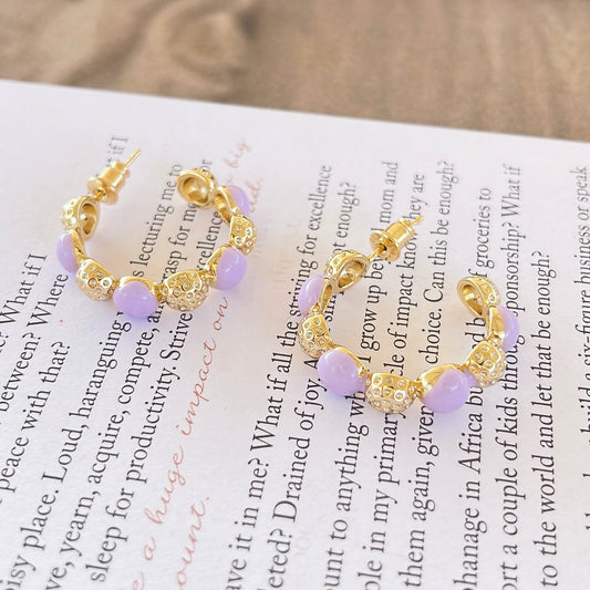 Bubble Lavender Hoop Earrings by Treasure Jewels