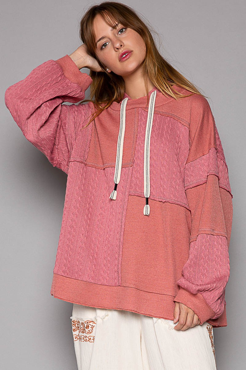 Balloon Sleeve Cut Sew Sweater Knit Top in Mauve by POL