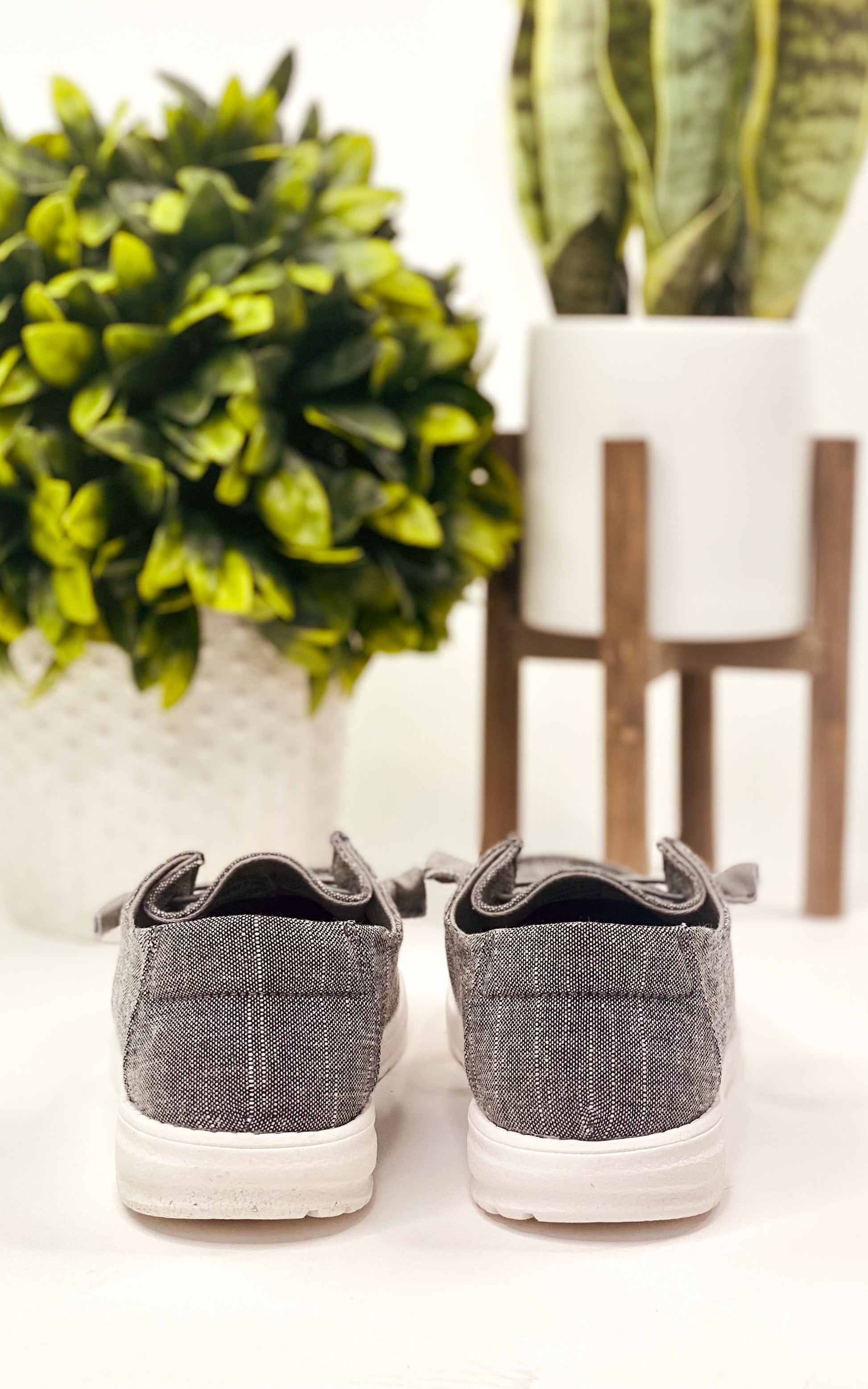 Charcoal Grey, moc style, memory foam footbed sneaker