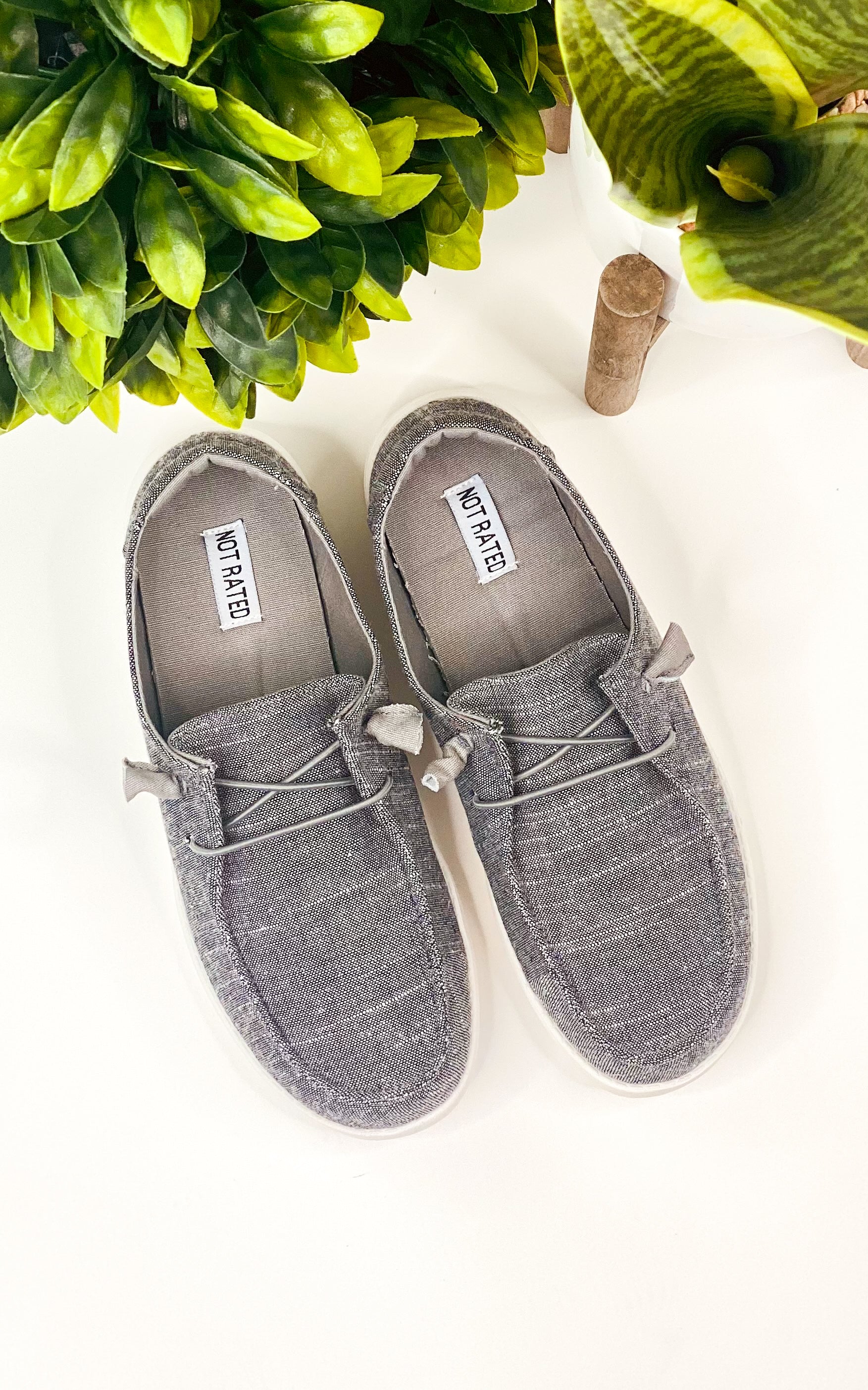Charcoal Grey, moc style, memory foam footbed sneaker
