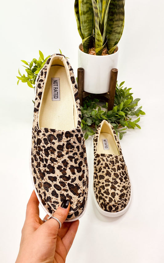 Leopard, moc style, memory foam, low heel comfortable sneakers