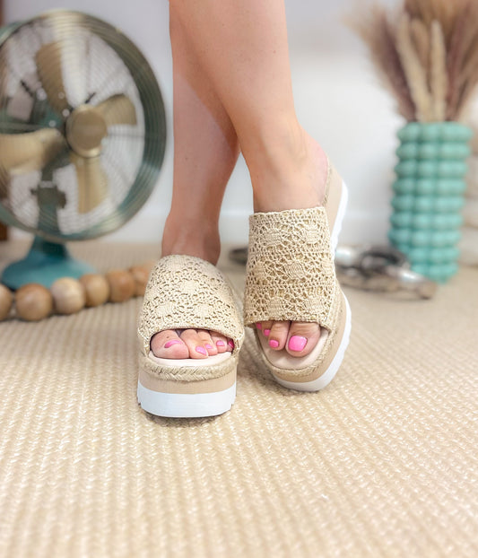 Beige wedge sandals 