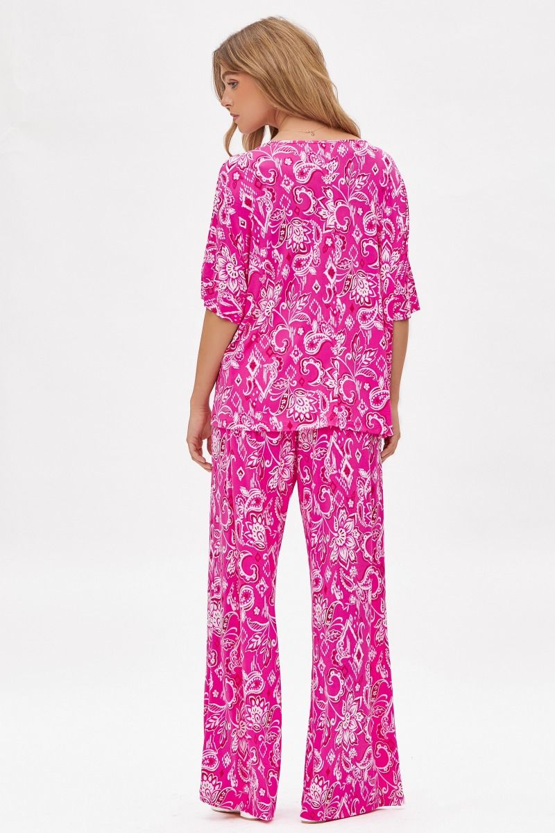 Dear Scarlett wrinkle free Cabana Set in Hot Pink