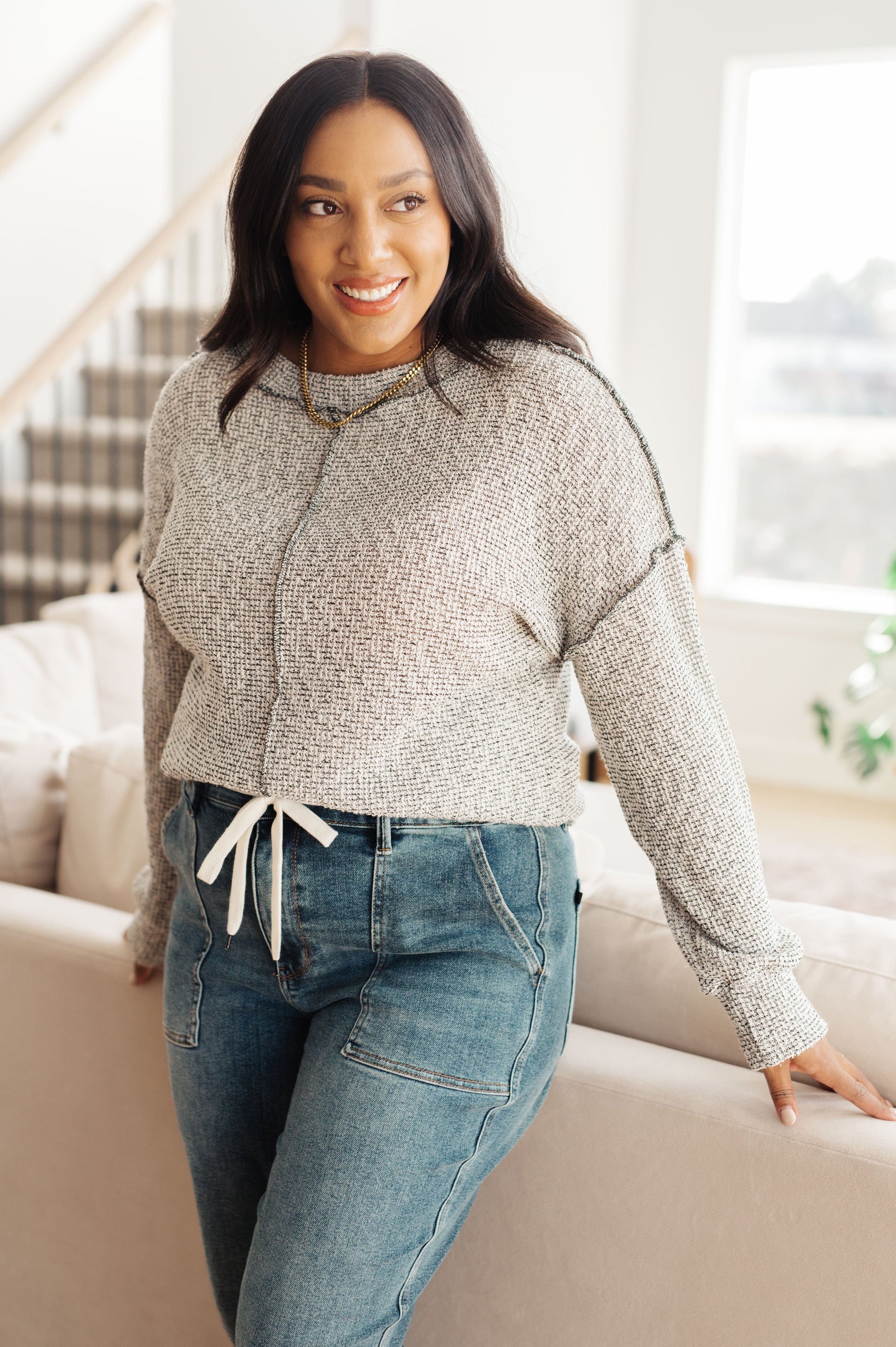 Long sleeve Lightweight Waffle Knit sweater by Shopin LA
Round Neckline
Dropped Shoulder
Exposed Seams
Slim Fit
47% Cotton, 51% Polyester, 2% Spandex
True to Size