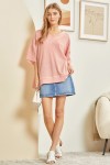 Rib Fabrication Top in Coral